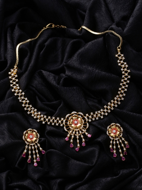 

Studio Voylla Women Handcrafted Gold-Plated Stone-Studded Jewellery Set
