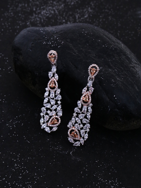 

Studio Voylla Silver-Toned Floral Drop Earrings