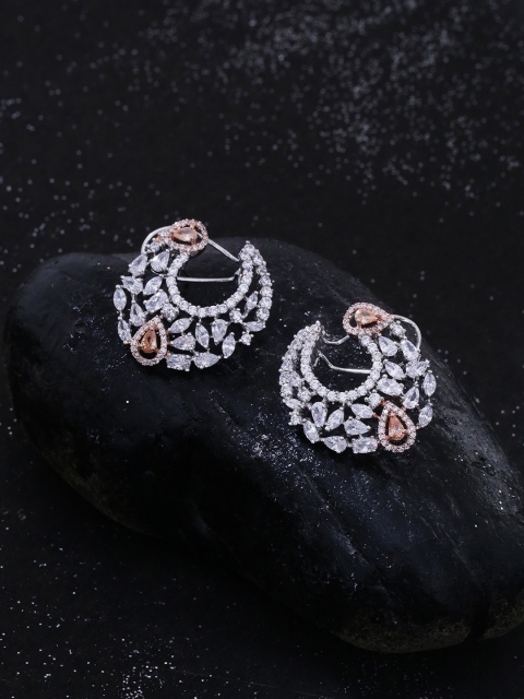 

Studio Voylla Silver-Plated Handcrafted Crescent Shaped Studs