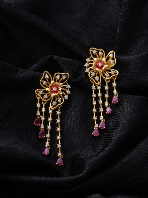

Studio Voylla Gold-Toned & Red Quirky Drop Earrings