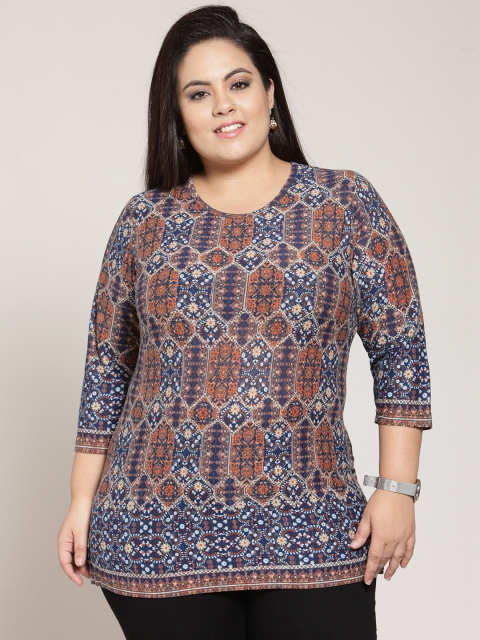 

plusS Women Blue Printed Top