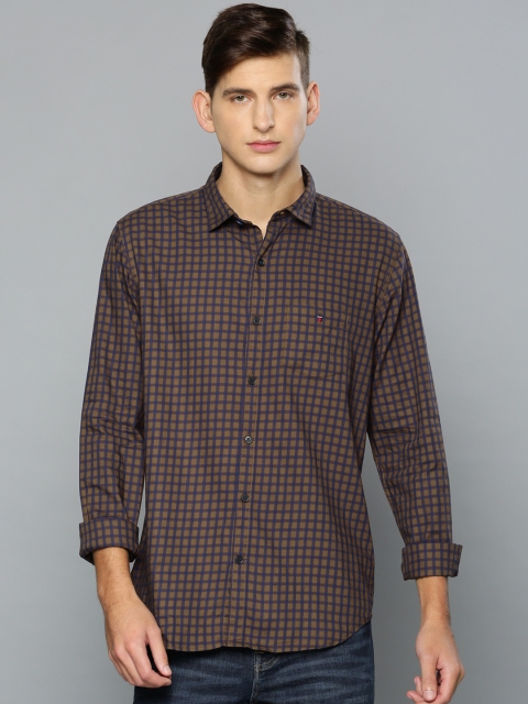 

Louis Philippe Sport Men Brown & Blue Super Slim Fit Checked Casual Shirt