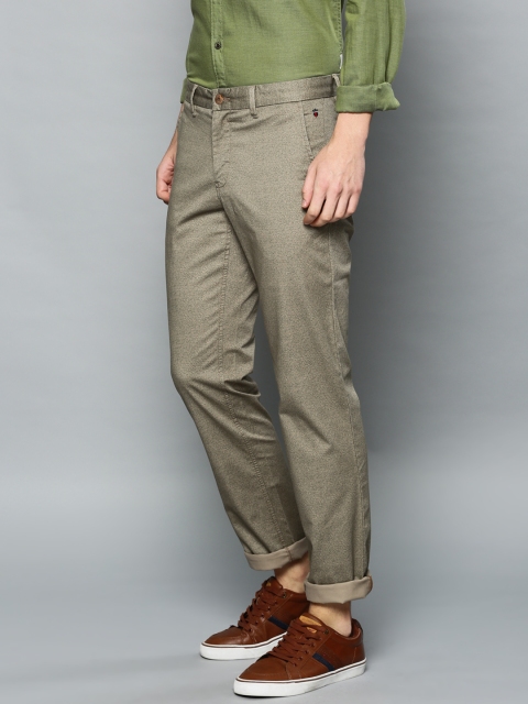 

Louis Philippe Sport Men Beige & Olive Green Slim Fit Printed Regular Trousers