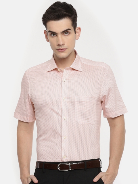 

Louis Philippe Men Peach-Coloured Slim Fit Printed Formal Shirt
