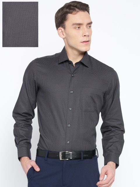 

Louis Philippe Men Black & Grey Slim Fit Self Design Formal Shirt