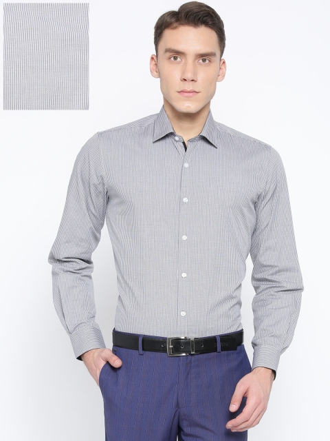 

Louis Philippe Men Grey & White Slim Fit Striped Formal Shirt
