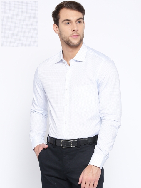 

Louis Philippe Men White & Blue Classic Fit Checked Formal Shirt