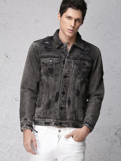 

Ecko Unltd Men Grey Solid Denim Jacket