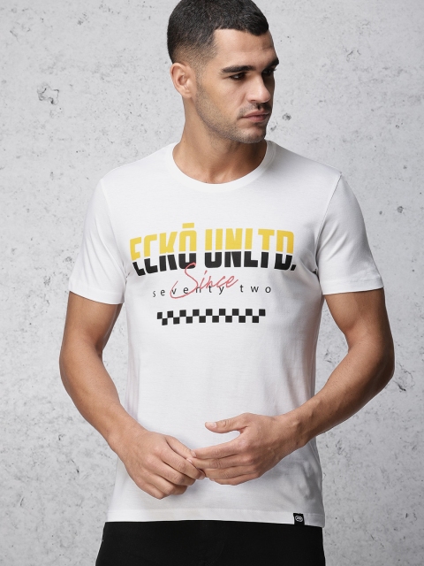 

Ecko Unltd Men White Printed Round Neck T-shirt