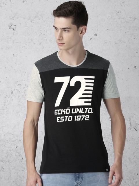 

Ecko Unltd Men Black Printed Round Neck T-shirt