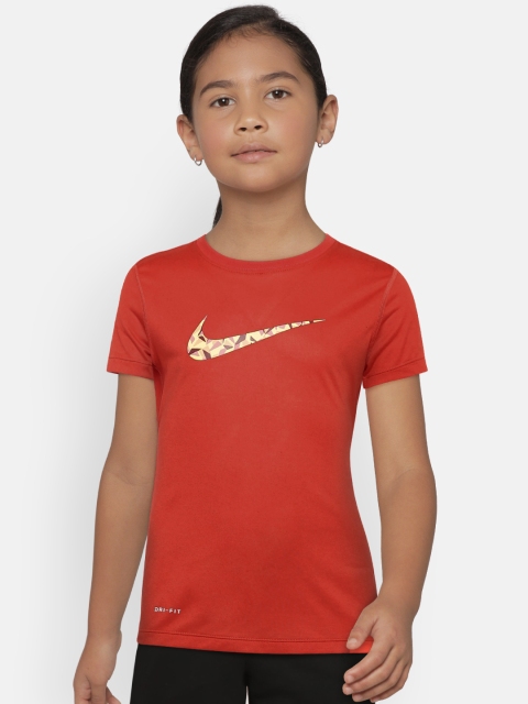 

Nike Girls Orange Printed Dry Tee Legend Top