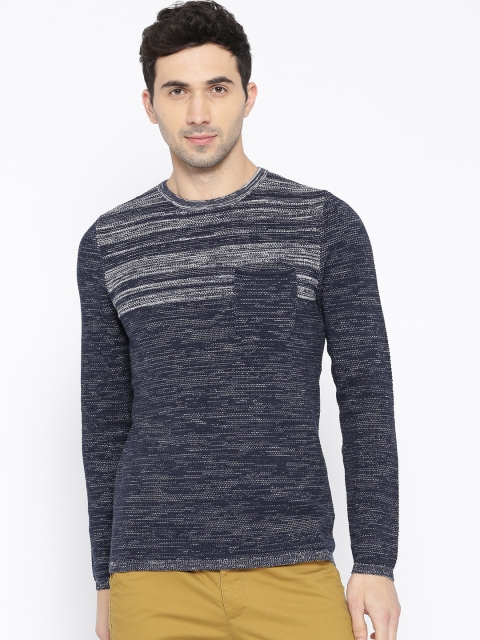 

s.Oliver Men Charcoal Striped Pullover