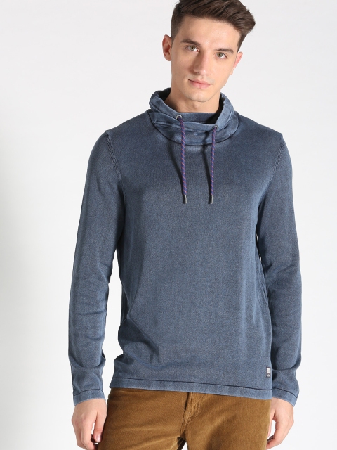 

s.Oliver Men Blue Solid Pullover