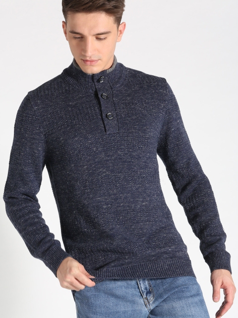 

s.Oliver Men Navy Blue Solid Pullover