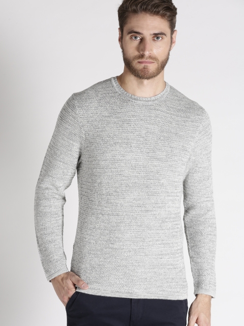 

s.Oliver Men Grey Melange Self Design Pullover