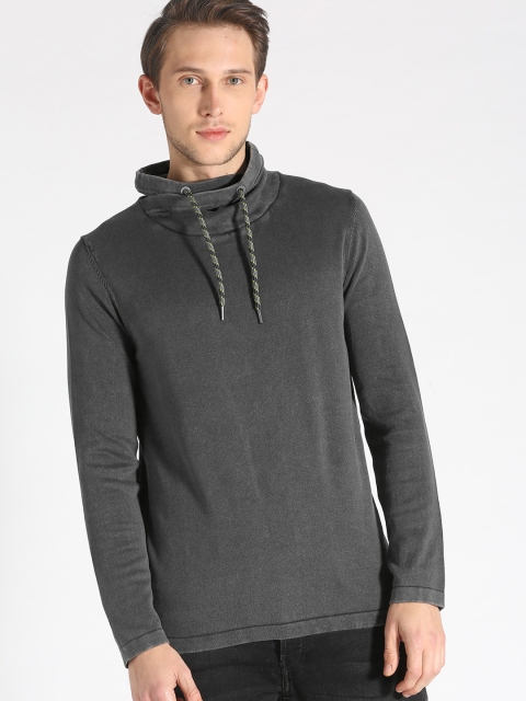 

s.Oliver Men Charcoal Grey Solid Pullover
