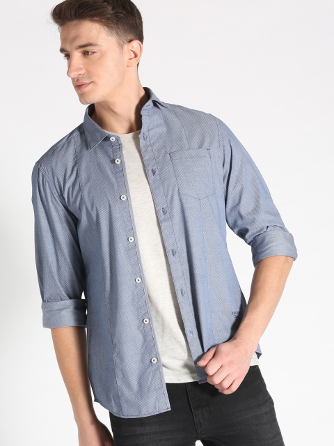 

s.Oliver Men Blue Slim Fit Printed Casual Shirt