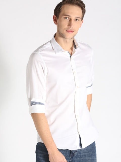 

s.Oliver Men White Slim Fit Solid Casual Shirt