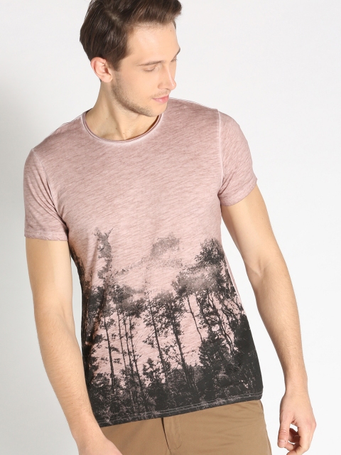 

s.Oliver Men Pink & Black Printed Round Neck T-shirt