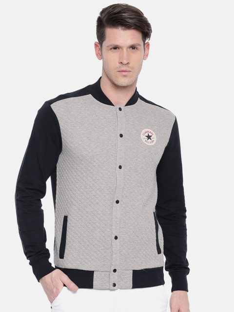 

Converse Men Grey & Navy Blue Colourblocked Sweatshirt