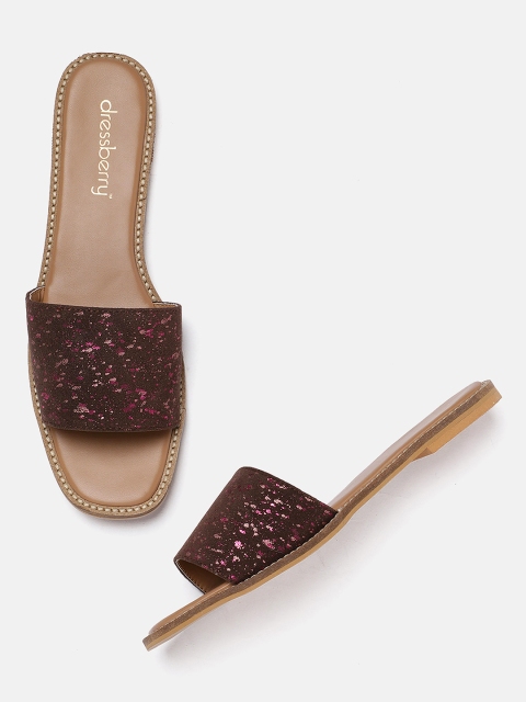 

DressBerry Women Brown Printed Open Toe Flats