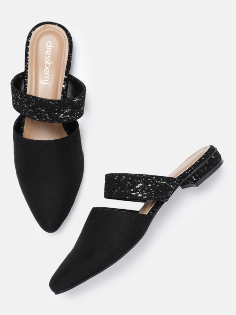 

DressBerry Women Black Solid Synthetic Mules