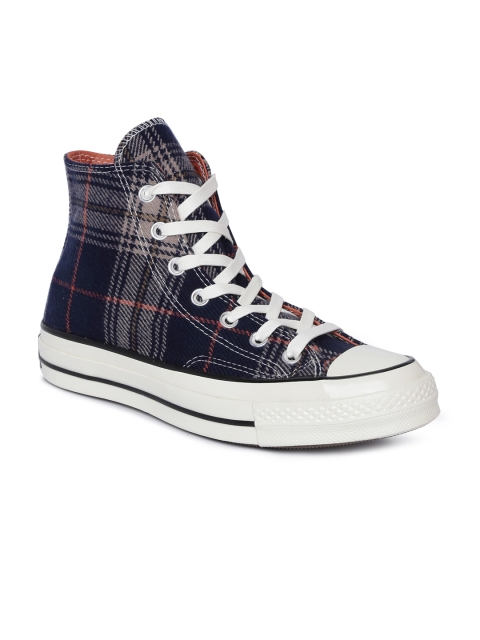 

Converse Unisex Navy Blue & Grey Printed Mid-Top Sneakers