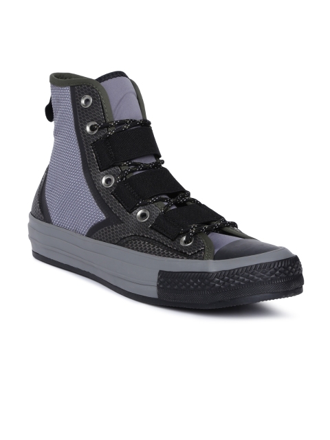 

Converse Unisex Black & Blue Textured Mid-Top Flat Boots