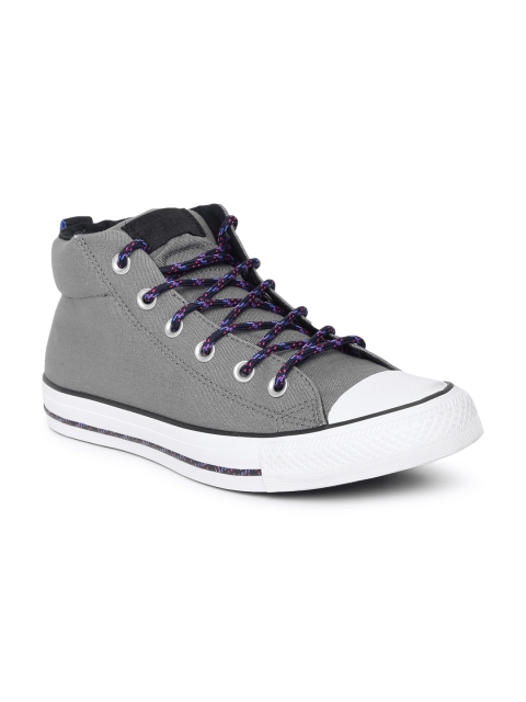 

Converse Unisex Grey Solid Mid-Top Sneakers