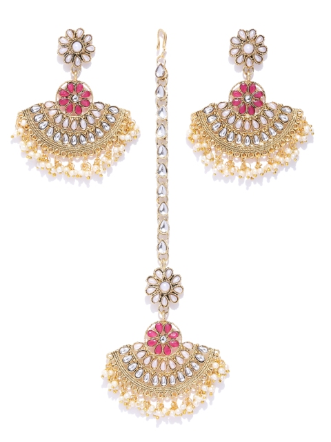 

Zaveri Pearls Off-White Gold-Plated Kundan-Studded Beaded Jewellery Set