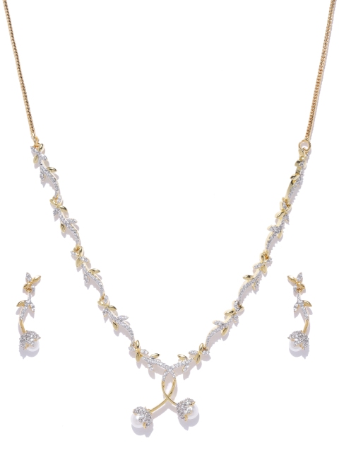 

Zaveri Pearls Gold-Plated CZ-Studded & Beaded Jewellery Set