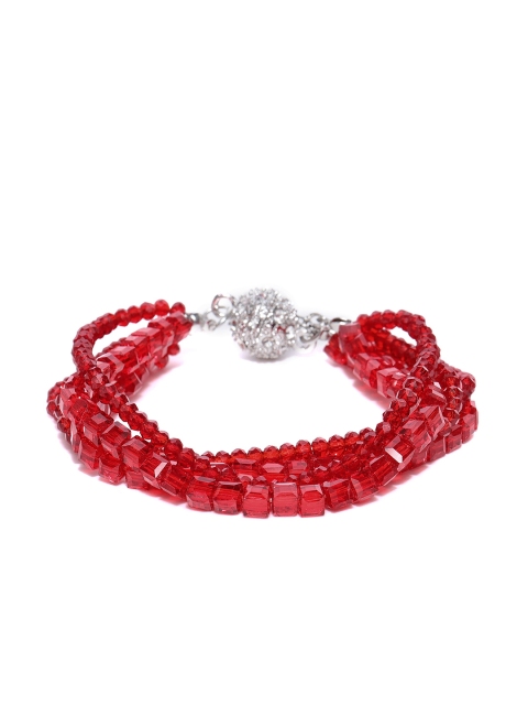 

Zaveri Pearls Red Multistranded Beaded Bracelet