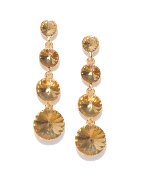 

Zaveri Pearls Gold-Plated Stone-Studded Circular Drop Earrings
