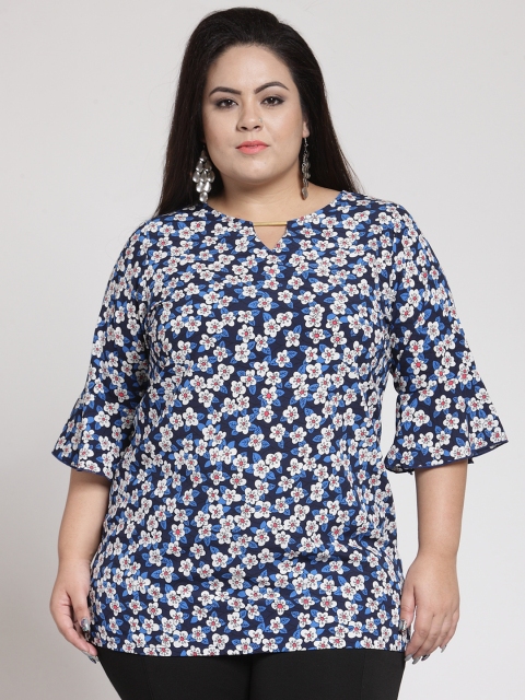 

plusS Women Blue Printed Top
