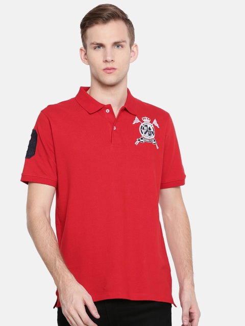 

Chennis Men Red Solid Polo Collar T-shirt