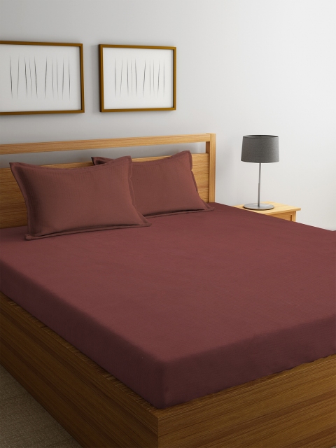 

Trident Brown Solid Flat 300 TC Cotton 1 King Bedsheet with 2 Pillow Covers