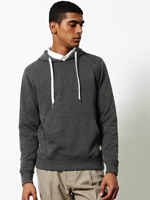 

Mr Bowerbird Men Charcoal Grey Solid Hooded Sweatshirt
