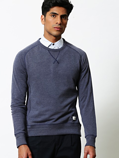 

Mr Bowerbird Men Navy Blue Solid Sweatshirt