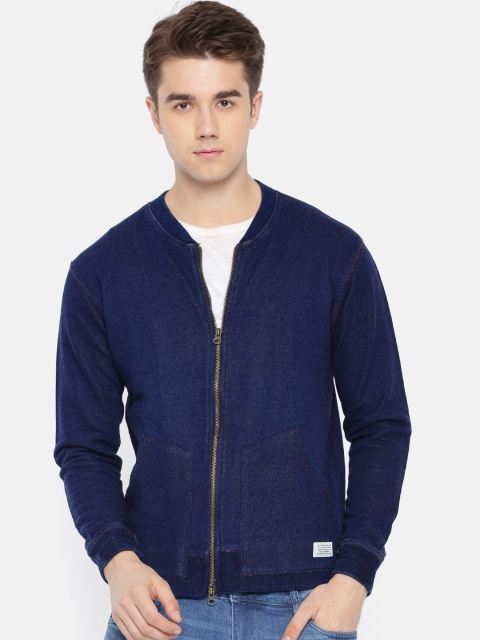 

Mr Bowerbird Men Navy Blue Solid Sweatshirt