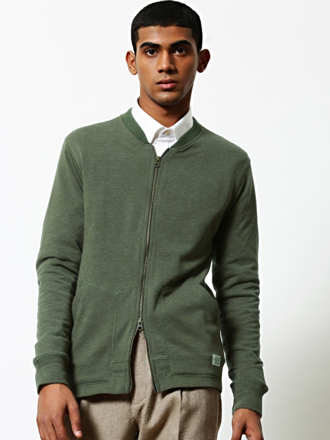 

Mr Bowerbird Men Olive Green Solid Sweatshirt