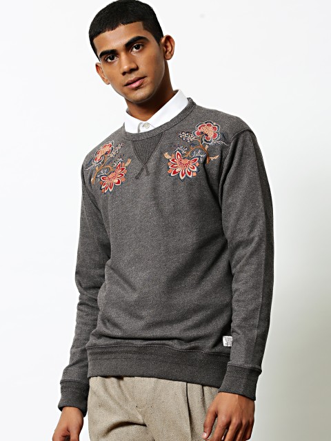 

Mr Bowerbird Men Charcoal Grey Solid Sweatshirt