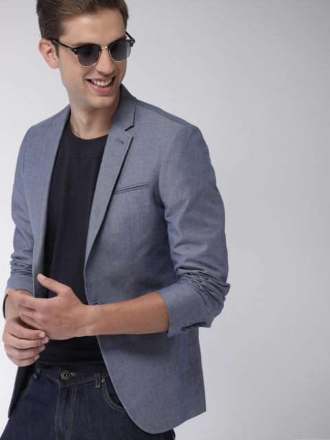 

Mast & Harbour Blue Regular Fit Single-Breasted Casual Blazer
