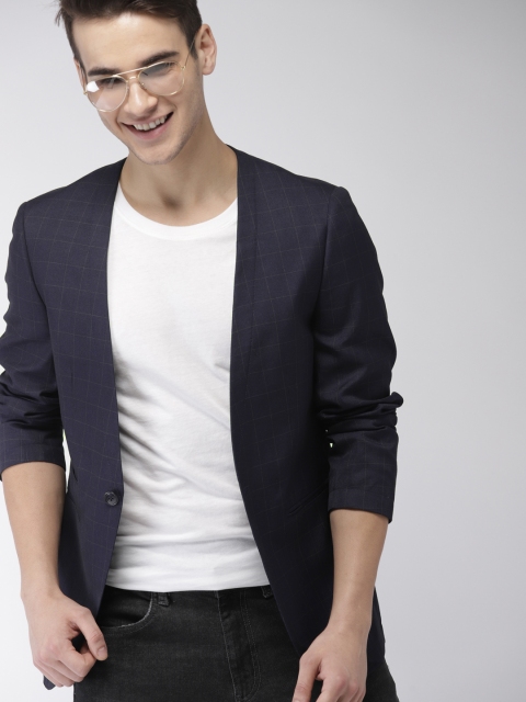 

Mast & Harbour Navy Blue Regular Fit Single-Breasted Casual Blazer