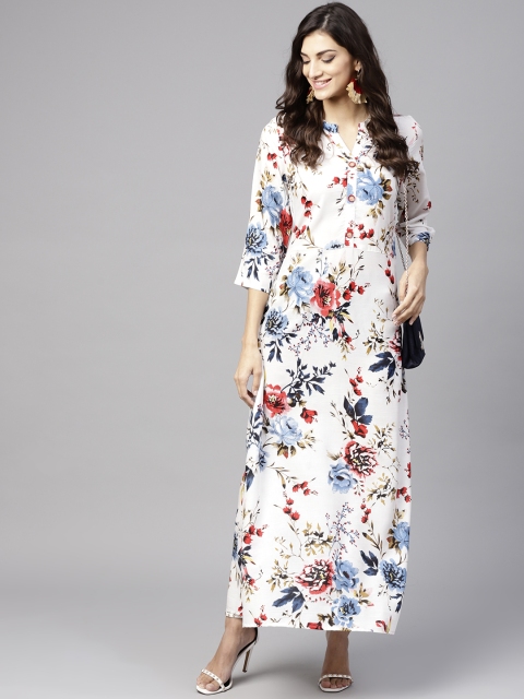 

ANAISA Women White Printed Maxi Dress