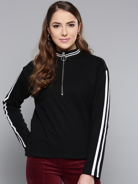 

Harpa Women Black Solid Sweatshirt