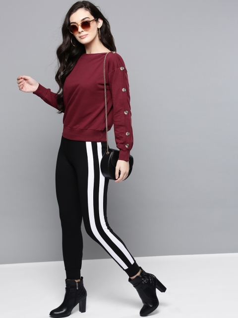 

Harpa Women Maroon Solid Sweatshirt