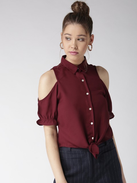 

MIWAY Women Maroon Solid Shirt Style Top
