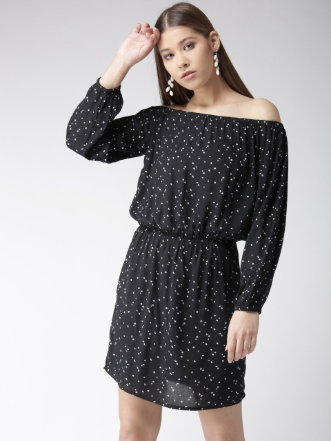 

MIWAY Women Black Printed Fit and Flare Dress