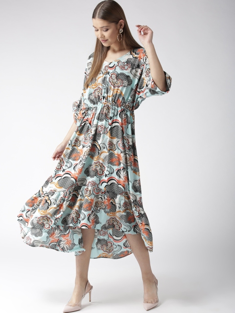 

MIWAY Women Blue & Black Printed Midi A-Line Dress