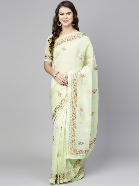 

Saree mall Green & Pink Embroidered Saree